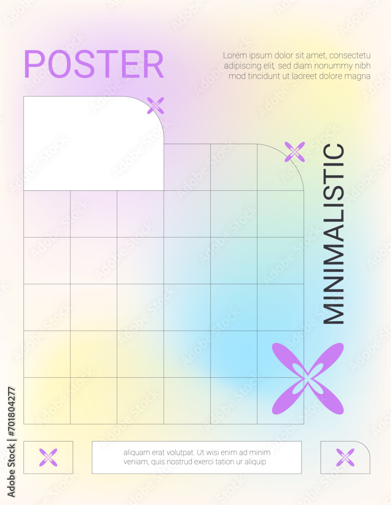 Poster template of retro banner with copy space and gradient elements. poster minimalistic cover.