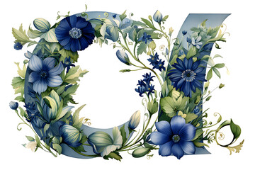 Beautiful Letter flowers bouquet isolated on PNG background