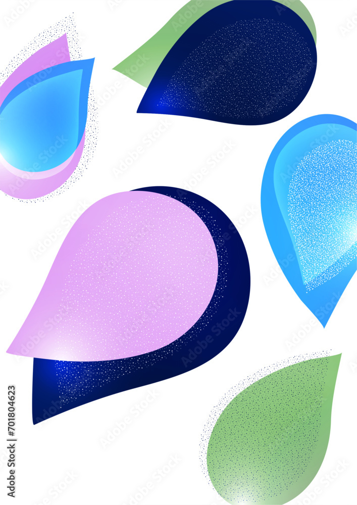 Poster abstract colored dynamic figures. drop-shaped petals. beautiful shapes and colors. template for your