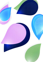 Abstract colored dynamic figures. Drop-shaped petals. Beautiful shapes and colors. Template for your design. Vector