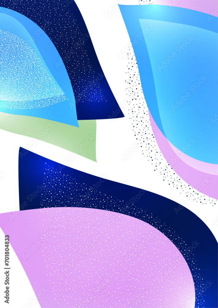 Poster abstract colored dynamic figures. drop-shaped petals. beautiful shapes and colors. template for your