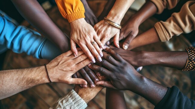 A diverse hands coming together in a symbol of unity, emphasizing the importance of harmony among people