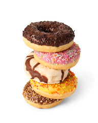 Sweet donuts on white background