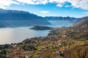 Lake Como, Bellagio, Tremezzo and the mountains above, from Tremezzo.
