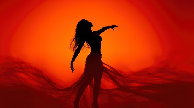 Woman silhouette dancing - red light district concept