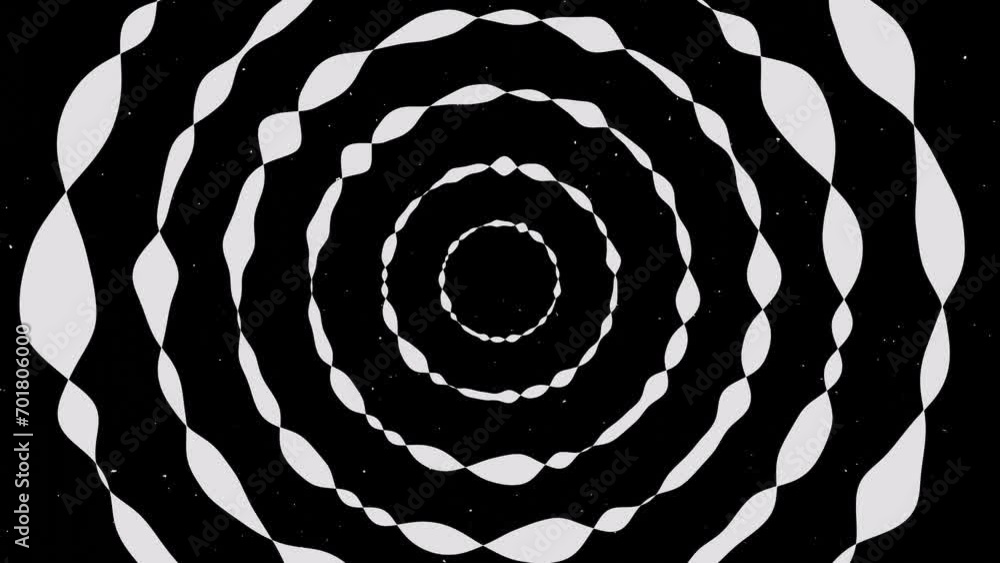 Poster 3d black and white abstract background. white liquid morph fluid blob alien circles spiral in dark s