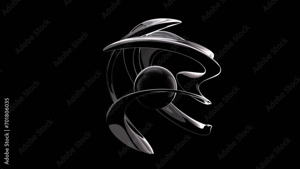 Poster 3d render of a black and white symbol on a black background. grey colors abstract art with surreal a