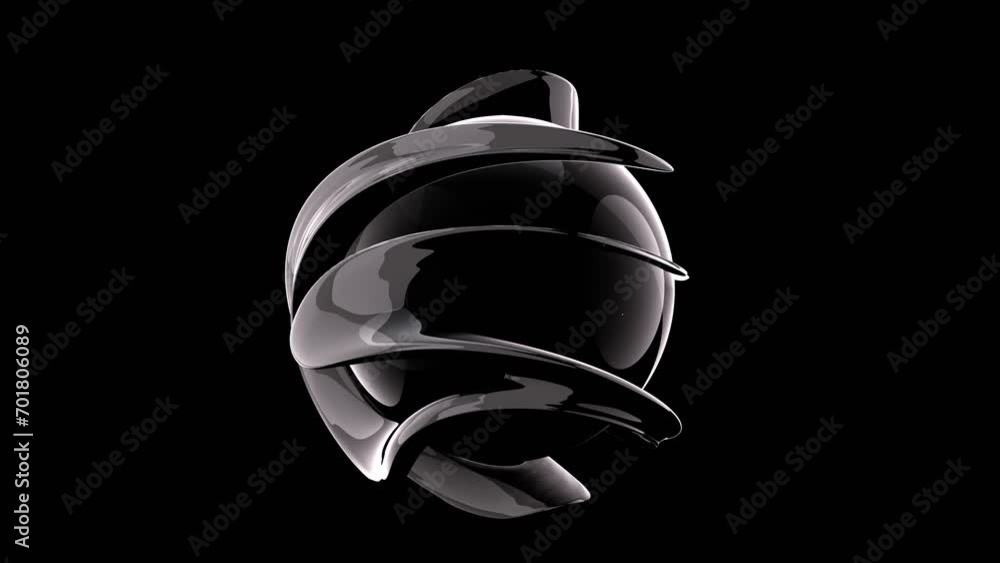Poster 3d render of black abstract sphere alien shape with soft wave liquid morph on black background. blub