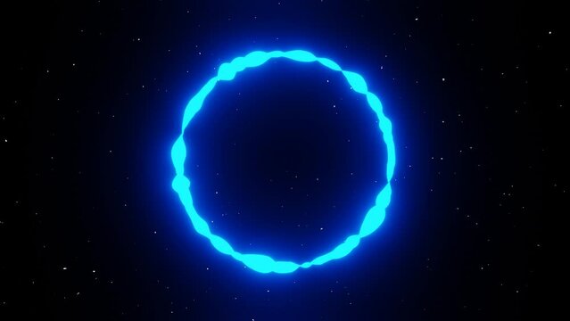 3d neon abstract alien shape liquid circle frame in dark sky. Fluid blob morph background isolated black.  retro footage 4k 30fps looped animation Disco music futuristic template