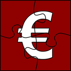 Eurosymbol auf vier Puzzleteilen