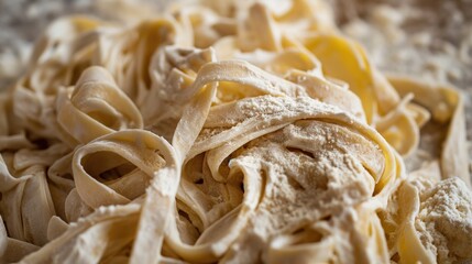 Close up of Italian pasta fettuccine.