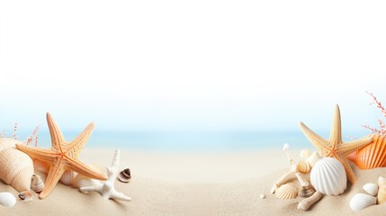 Fototapeta na wymiar Beach sea summer holiday theme banner or header copy space