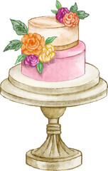 Obraz na płótnie Canvas Wedding cake watercolor illustration