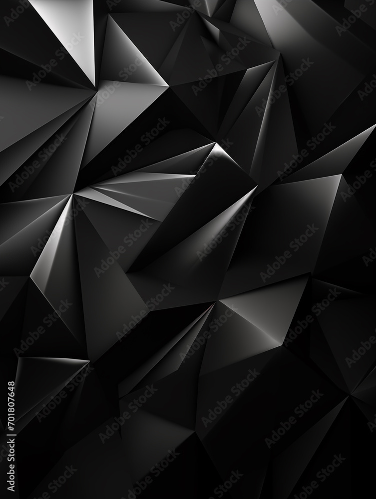 Aufkleber black and white three-dimensional polygonal abstract background,created with generative ai tecnology