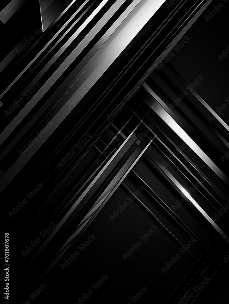 Poster black and white three-dimensional polygonal abstract background,created with generative ai tecnology