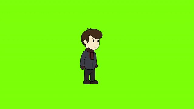 Little kid boy idle animation. Green Screen loop animation. Game assets character.