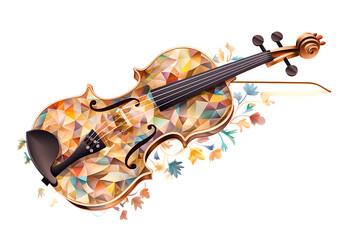 Hand drawn watercolor violin  isolated on PNG background