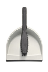 plastic dustpan with brush isolated on white background