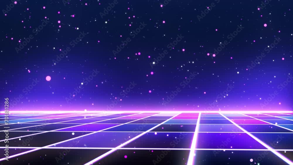 Poster retro style 80s sci-fi background futuristic with laser grid landscape. digital cyber surface style 