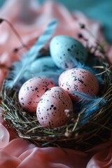 Naklejka na ściany i meble easter eggs in a nest