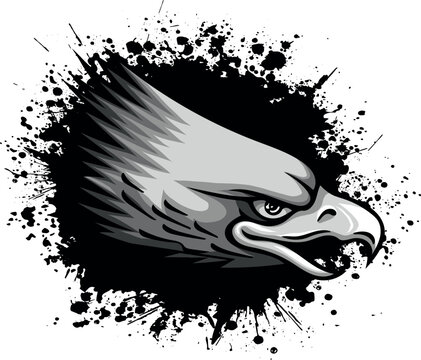 monochromatic Head of an Eagle, vector illustration