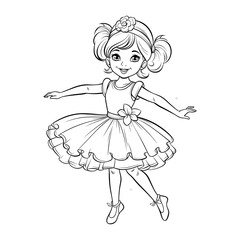 Girl dancing ballet illustration coloring page - coloring book