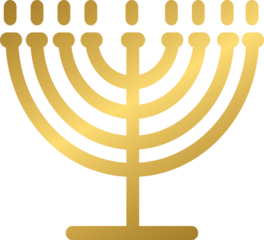 Golden menorah religious symbol