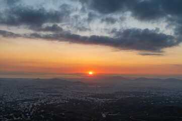 Sunrise over Athens, Greece