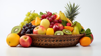 Naklejka na ściany i meble A basket brimming with assorted vividly colored fruit