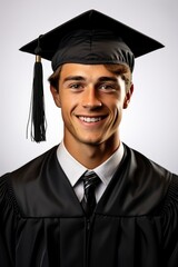 A man wearing a graduation cap and gown.