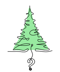 Abstract color tree and question as line drawing on the white
