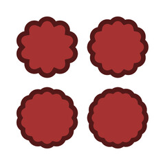 Scallop Circle Red Thick Stroke Shapes