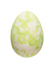 One white green painted foam chicken egg isolated on transparent background, png. Easter mockup