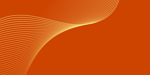 Abstract background with waves for banner. Medium banner size. Vector background with lines. Element for design isolated on orange. Orange and yellow. Brochure, booklet