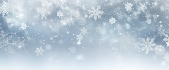 Light silver abstract Christmas background with white snowflakes