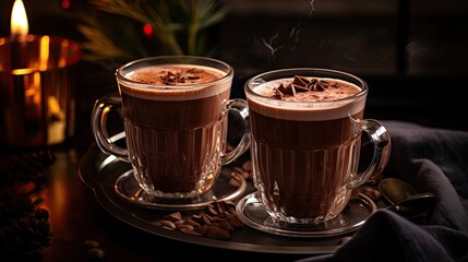 Fototapeta premium Hot Chocolate Glasses. Generative AI