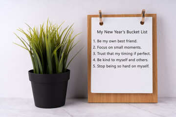 New Year's bucket list for mental well being