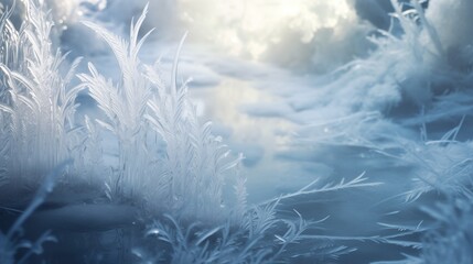 The Snow Queen . Frosty winter landscape. Ice, snow, nature close-up.