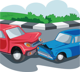 Car Accident Damage on the Road Vector Illustration