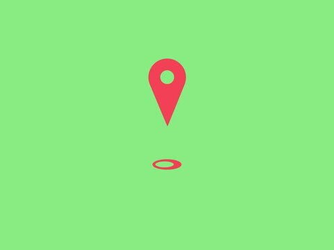 Animation of map marker icon to show location on map. Navigate the map on a green screen background
