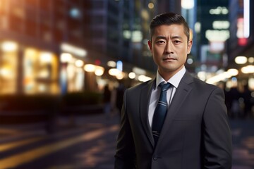 Fototapeta premium Portrait of confident businessman in the city