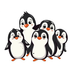 Cute penguins cartoon on a white background.