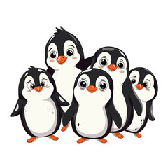Naklejka premium Cute penguins cartoon on a white background.