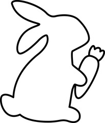 bunny holding  carrot outline