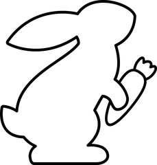 bunny holding  carrot outline