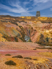 Fototapeta premium View of the water pump windmill at Parys Mountain in Anglesey