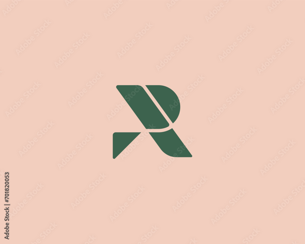 Fototapete a letter r logo from simple geometric shapes. creative monogram initial sign logotype. vector illust
