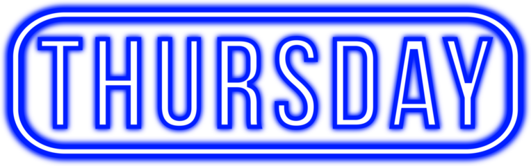 Weekly neon day, week day, 7 day, Thursday