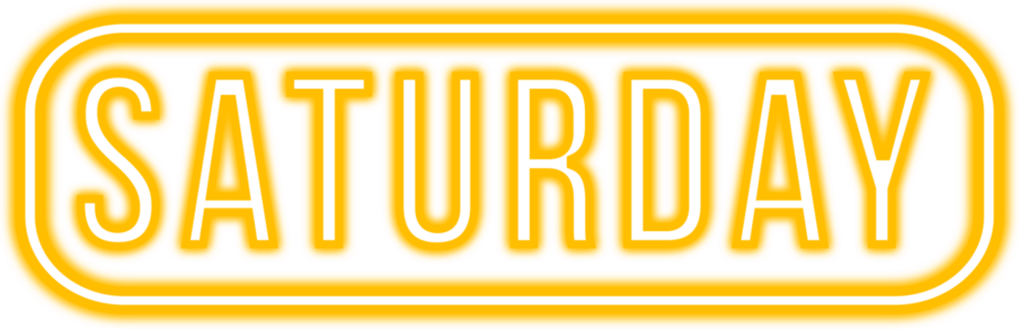 Weekly neon day, week day, 7 day, Saturday