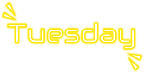 Weekly neon day, week day, 7 day, Tuesday